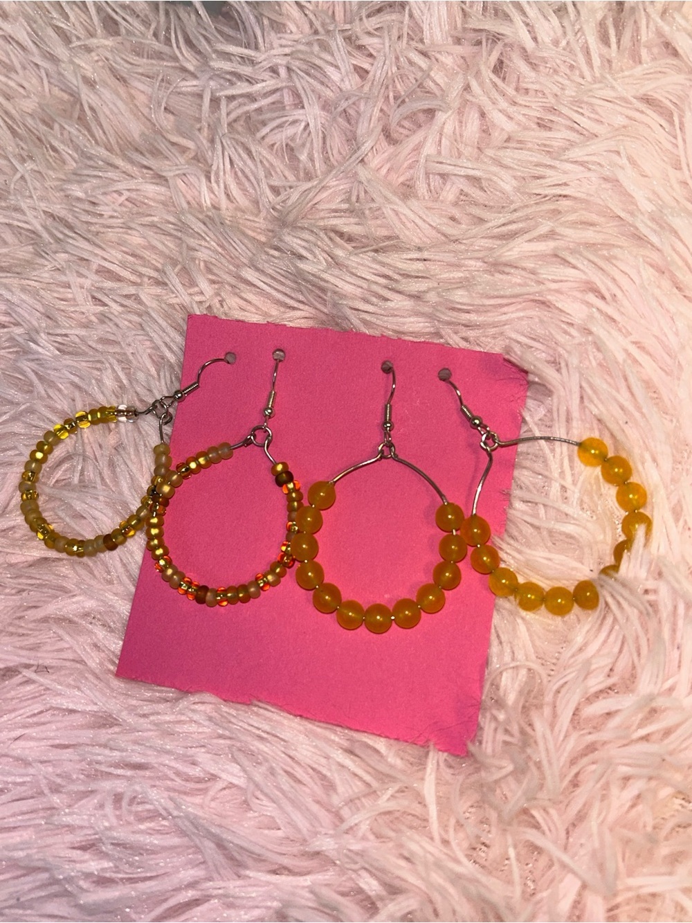 Golden Beaded Hoop Earring set